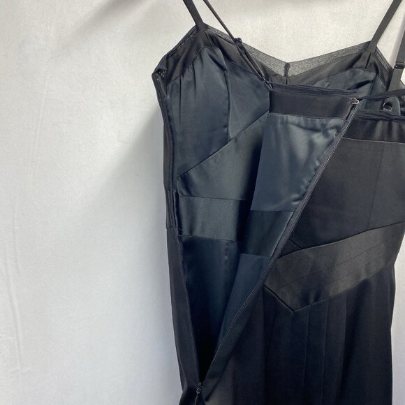 BCBG Paris Adjustable Straps Body Con Lined Dress Women Sz 6 Black Side Zipper - Picture 8 of 16